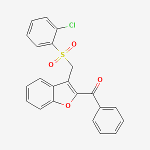 molecular formula C22H15ClO4S B2521156 (3-{[(2-Chlorophenyl)sulfonyl]methyl}-1-benzofuran-2-yl)(phenyl)methanone CAS No. 339275-75-1