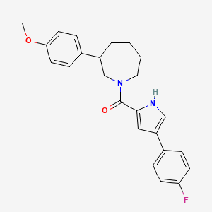 molecular formula C24H25FN2O2 B2521166 1-[4-(4-フルオロフェニル)-1H-ピロール-2-カルボニル]-3-(4-メトキシフェニル)アゼパン CAS No. 1788914-19-1