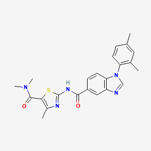 molecular formula C23H23N5O2S B2521169 2-(1-(2,4-dimethylphenyl)-1H-benzo[d]imidazole-5-carboxamido)-N,N,4-trimethylthiazole-5-carboxamide CAS No. 1203090-57-6