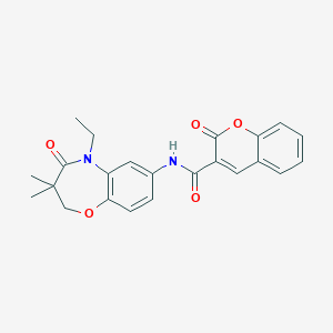 molecular formula C23H22N2O5 B2521176 N-(5-ethyl-3,3-dimethyl-4-oxo-2,3,4,5-tetrahydrobenzo[b][1,4]oxazepin-7-yl)-2-oxo-2H-chromene-3-carboxamide CAS No. 921559-75-3