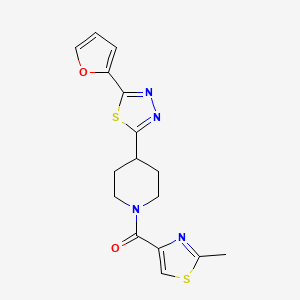 molecular formula C16H16N4O2S2 B2521178 （4-(5-(呋喃-2-基)-1,3,4-噻二唑-2-基)哌啶-1-基)(2-甲基噻唑-4-基)甲酮 CAS No. 1226427-00-4