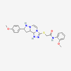 molecular formula C23H20N6O3S B2521179 N-(2-methoxyphenyl)-2-{[11-(4-methoxyphenyl)-3,4,6,9,10-pentaazatricyclo[7.3.0.0^{2,6}]dodeca-1(12),2,4,7,10-pentaen-5-yl]sulfanyl}acetamide CAS No. 1206989-99-2