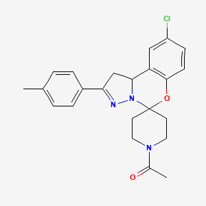 molecular formula C23H24ClN3O2 B2521190 1-(9-Chloro-2-(p-tolyl)-1,10b-dihydrospiro[benzo[e]pyrazolo[1,5-c][1,3]oxazine-5,4'-piperidin]-1'-yl)ethanone CAS No. 899971-79-0