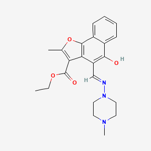 molecular formula C22H25N3O4 B2521203 (Z)-ethyl 2-methyl-4-(((4-methylpiperazin-1-yl)amino)methylene)-5-oxo-4,5-dihydronaphtho[1,2-b]furan-3-carboxylate CAS No. 637755-80-7