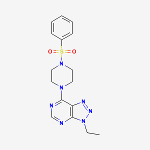 molecular formula C16H19N7O2S B2521206 3-乙基-7-(4-(苯磺酰基)哌嗪-1-基)-3H-[1,2,3]三唑并[4,5-d]嘧啶 CAS No. 1058387-84-0