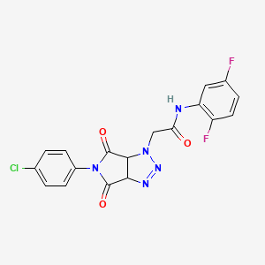 molecular formula C18H12ClF2N5O3 B2521214 2-[5-(4-氯苯基)-4,6-二氧代-4,5,6,6a-四氢吡咯并[3,4-d][1,2,3]三唑-1(3aH)-基]-N-(2,5-二氟苯基)乙酰胺 CAS No. 1052561-78-0