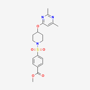 molecular formula C19H23N3O5S B2521217 Methyl 4-((4-((2,6-dimethylpyrimidin-4-yl)oxy)piperidin-1-yl)sulfonyl)benzoate CAS No. 2034473-72-6