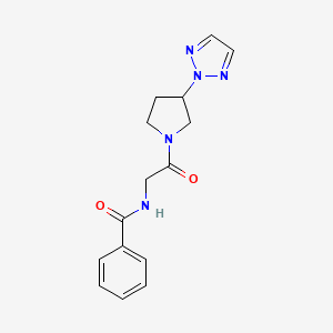 molecular formula C15H17N5O2 B2521230 N-(2-(3-(2H-1,2,3-triazol-2-yl)pyrrolidin-1-yl)-2-oxoéthyl)benzamide CAS No. 2034250-78-5