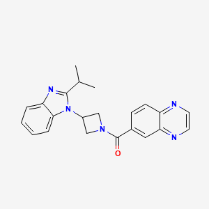 molecular formula C22H21N5O B2521231 [3-(2-Propan-2-ylbenzimidazol-1-yl)azetidin-1-yl]-quinoxalin-6-ylmethanone CAS No. 2415552-08-6
