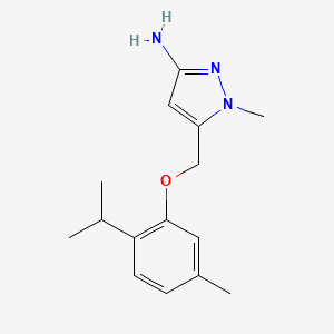 molecular formula C15H21N3O B2521234 5-[(2-isopropyl-5-methylphenoxy)methyl]-1-methyl-1H-pyrazol-3-amine CAS No. 1856049-16-5