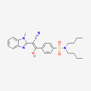 molecular formula C25H30N4O3S B2521236 (E)-N,N-二丁基-4-(2-氰基-2-(1-甲基-1H-苯并[d]咪唑-2(3H)-亚甲基)乙酰基)苯磺酰胺 CAS No. 1322028-17-0