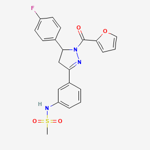 molecular formula C21H18FN3O4S B2521247 N-[3-[3-(4-fluorophenyl)-2-(furan-2-carbonyl)-3,4-dihydropyrazol-5-yl]phenyl]methanesulfonamide CAS No. 851718-63-3