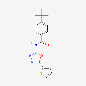 molecular formula C17H17N3O2S B2521258 4-tert-butyl-N-(5-thiophen-2-yl-1,3,4-oxadiazol-2-yl)benzamide CAS No. 865287-99-6