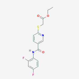 molecular formula C16H14F2N2O3S B2521261 Ethyl 2-({5-[(2,4-difluoroanilino)carbonyl]-2-pyridinyl}sulfanyl)acetate CAS No. 339030-67-0