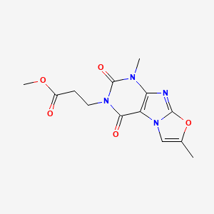 molecular formula C13H14N4O5 B2521268 Methyl 3-(4,7-dimethyl-1,3-dioxopurino[8,7-b][1,3]oxazol-2-yl)propanoate CAS No. 902026-76-0