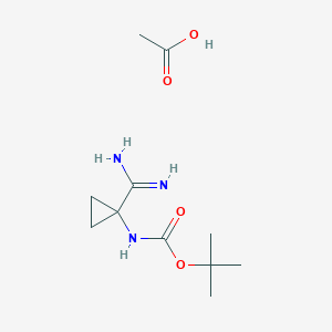molecular formula C11H21N3O4 B2521269 Acetic acid;tert-butyl N-(1-carbamimidoylcyclopropyl)carbamate CAS No. 2248284-24-2