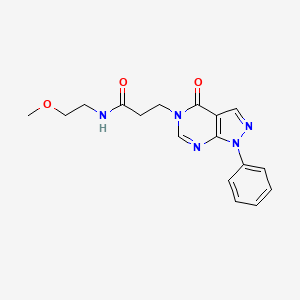 molecular formula C17H19N5O3 B2521271 N-(2-甲氧基乙基)-3-(4-氧代-1-苯基-1H-吡唑并[3,4-d]嘧啶-5(4H)-基)丙酰胺 CAS No. 953245-25-5