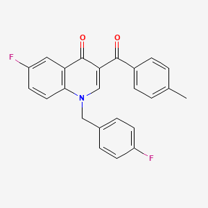 molecular formula C24H17F2NO2 B2521276 6-fluoro-1-(4-fluorobenzyl)-3-(4-methylbenzoyl)quinolin-4(1H)-one CAS No. 866348-96-1