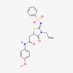 molecular formula C21H21N3O5S2 B2521281 2-(3-allyl-4-oxo-2-((phenylsulfonyl)imino)thiazolidin-5-yl)-N-(4-methoxyphenyl)acetamide CAS No. 620568-39-0