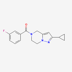 (2-cyclopropyl-6,7-dihydropyrazolo[1,5-a]pyrazin-5(4H)-yl)(3-fluorophenyl)methanone