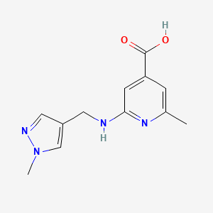 molecular formula C12H14N4O2 B2521303 2-Methyl-6-[(1-methylpyrazol-4-yl)methylamino]pyridine-4-carboxylic acid CAS No. 1915348-75-2