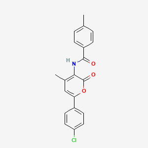 molecular formula C20H16ClNO3 B2521306 N-[6-(4-chlorophenyl)-4-methyl-2-oxo-2H-pyran-3-yl]-4-methylbenzenecarboxamide CAS No. 478067-14-0