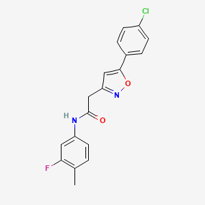 molecular formula C18H14ClFN2O2 B2521315 2-(5-(4-chlorophenyl)isoxazol-3-yl)-N-(3-fluoro-4-methylphenyl)acetamide CAS No. 946283-96-1