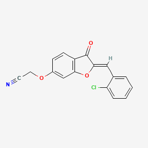 molecular formula C17H10ClNO3 B2521321 (Z)-2-((2-(2-chlorobenzylidene)-3-oxo-2,3-dihydrobenzofuran-6-yl)oxy)acetonitrile CAS No. 623120-15-0