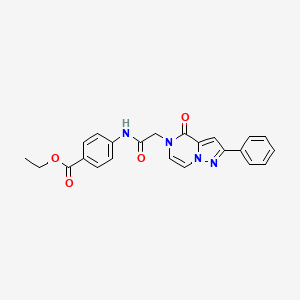 molecular formula C23H20N4O4 B2521326 ethyl 4-{[(4-oxo-2-phenylpyrazolo[1,5-a]pyrazin-5(4H)-yl)acetyl]amino}benzoate CAS No. 941963-01-5