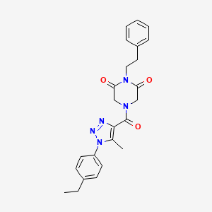 molecular formula C24H25N5O3 B2521330 4-[1-(4-ethylphenyl)-5-methyl-1H-1,2,3-triazole-4-carbonyl]-1-(2-phenylethyl)piperazine-2,6-dione CAS No. 2309221-29-0