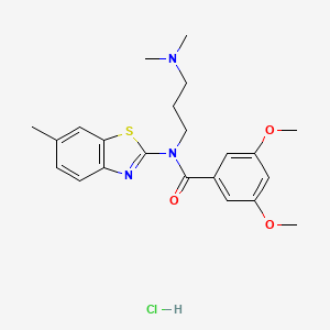 molecular formula C22H28ClN3O3S B2521338 N-(3-(dimethylamino)propyl)-3,5-dimethoxy-N-(6-methylbenzo[d]thiazol-2-yl)benzamide hydrochloride CAS No. 1216445-59-8
