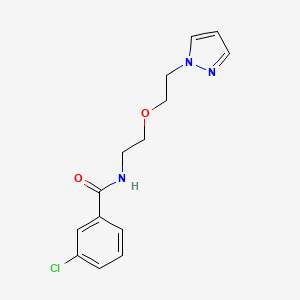 molecular formula C14H16ClN3O2 B2521344 N-(2-(2-(1H-pyrazol-1-yl)ethoxy)ethyl)-3-chlorobenzamide CAS No. 2034231-92-8