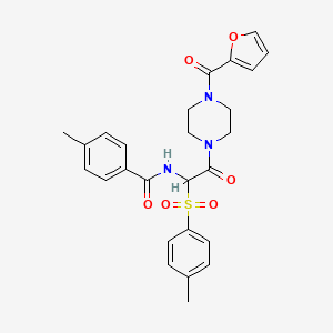 N-(2-(4-(furan-2-carbonyl)piperazin-1-yl)-2-oxo-1-tosylethyl)-4-methylbenzamide