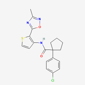 molecular formula C19H18ClN3O2S B2521386 1-(4-chlorophenyl)-N-(2-(3-methyl-1,2,4-oxadiazol-5-yl)thiophen-3-yl)cyclopentanecarboxamide CAS No. 1797602-15-3