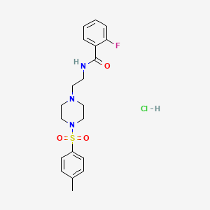 molecular formula C20H25ClFN3O3S B2521399 2-fluoro-N-(2-(4-tosylpiperazin-1-yl)ethyl)benzamide hydrochloride CAS No. 1189913-87-8