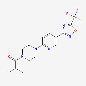 2-Methyl-1-(4-(5-(5-(trifluoromethyl)-1,2,4-oxadiazol-3-yl)pyridin-2-yl)piperazin-1-yl)propan-1-one