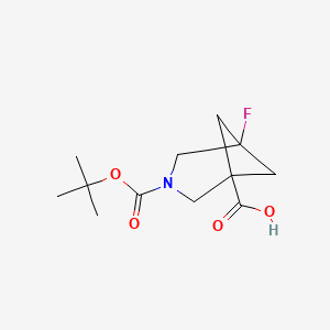 molecular formula C12H18FNO4 B2521416 3-Tert-butoxycarbonyl-5-fluoro-3-azabicyclo[3.1.1]heptane-1-carboxylic acid CAS No. 2344681-61-2