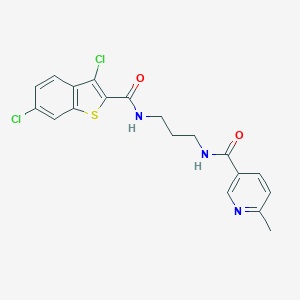 molecular formula C19H17Cl2N3O2S B252142 N-(3-{[(3,6-dichloro-1-benzothien-2-yl)carbonyl]amino}propyl)-6-methylnicotinamide 