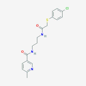 molecular formula C18H20ClN3O2S B252143 N-[3-({[(4-chlorophenyl)sulfanyl]acetyl}amino)propyl]-6-methylnicotinamide 