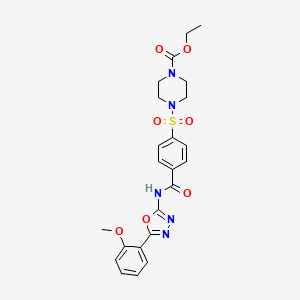 molecular formula C23H25N5O7S B2521436 Ethyl 4-((4-((5-(2-methoxyphenyl)-1,3,4-oxadiazol-2-yl)carbamoyl)phenyl)sulfonyl)piperazine-1-carboxylate CAS No. 501352-15-4