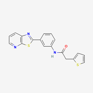 molecular formula C18H13N3OS2 B2521456 N-(3-(噻唑并[5,4-b]吡啶-2-基)苯基)-2-(噻吩-2-基)乙酰胺 CAS No. 896679-46-2