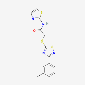 molecular formula C14H12N4OS3 B2521468 2-{[3-(3-methylphenyl)-1,2,4-thiadiazol-5-yl]thio}-N-1,3-thiazol-2-ylacetamide CAS No. 864918-25-2