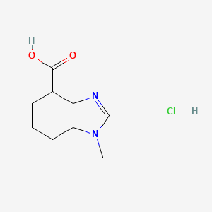 molecular formula C9H13ClN2O2 B2521469 1-Methyl-4,5,6,7-tetrahydrobenzimidazole-4-carboxylic acid;hydrochloride CAS No. 2253632-13-0