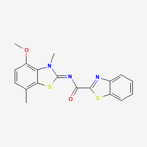 molecular formula C18H15N3O2S2 B2521472 (Z)-N-(4-methoxy-3,7-dimethylbenzo[d]thiazol-2(3H)-ylidene)benzo[d]thiazole-2-carboxamide CAS No. 905696-54-0