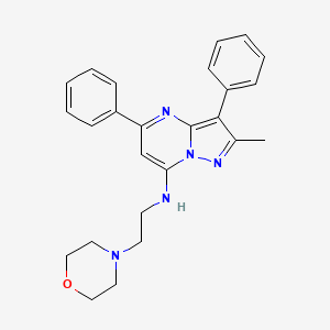 molecular formula C25H27N5O B2521483 2-methyl-N-(2-morpholin-4-ylethyl)-3,5-diphenylpyrazolo[1,5-a]pyrimidin-7-amine CAS No. 900886-33-1