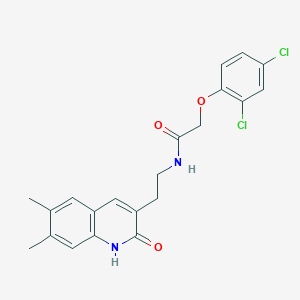 molecular formula C21H20Cl2N2O3 B2521486 2-(2,4-dichlorophenoxy)-N-[2-(6,7-dimethyl-2-oxo-1H-quinolin-3-yl)ethyl]acetamide CAS No. 851403-05-9
