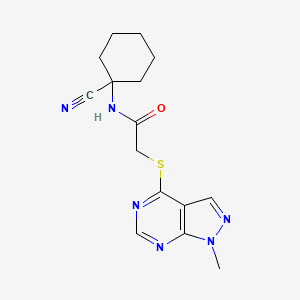 molecular formula C15H18N6OS B2521496 N-(1-cyanocyclohexyl)-2-({1-methyl-1H-pyrazolo[3,4-d]pyrimidin-4-yl}sulfanyl)acetamide CAS No. 1324247-06-4