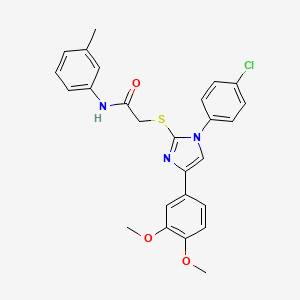 molecular formula C26H24ClN3O3S B2521500 2-[1-(4-氯苯基)-4-(3,4-二甲氧基苯基)咪唑-2-基]硫代基-N-(3-甲基苯基)乙酰胺 CAS No. 866340-99-0