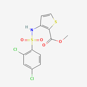 molecular formula C12H9Cl2NO4S2 B2521505 Methyl 3-(((2,4-dichlorophenyl)sulfonyl)amino)thiophene-2-carboxylate CAS No. 1023511-50-3