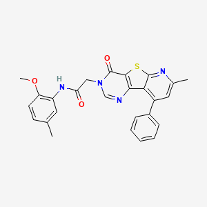 molecular formula C26H22N4O3S B2521521 N-(2-methoxy-5-methylphenyl)-2-(7-methyl-4-oxo-9-phenylpyrido[3',2':4,5]thieno[3,2-d]pyrimidin-3(4H)-yl)acetamide CAS No. 946236-50-6
